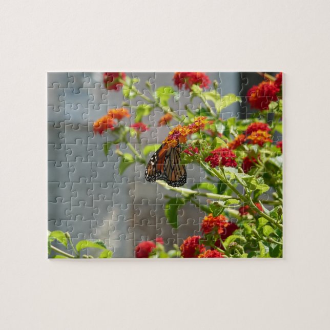 Monarch Butterfly on Red Butterfly Bush Jigsaw Puzzle (Horizontal)