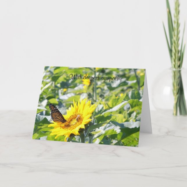 Monarch Butterfly on Sunflower Sympathy Card (Front)