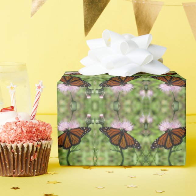 Monarch Butterfly on Thistle Wrapping Paper Roll (Birthday Party)
