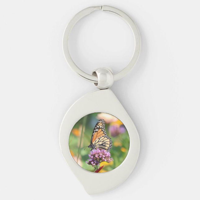 Monarch Butterfly on Verbena Key Ring (Front)