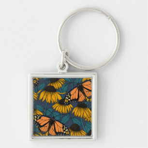 Monarch butterfly on yellow coneflowers key ring
