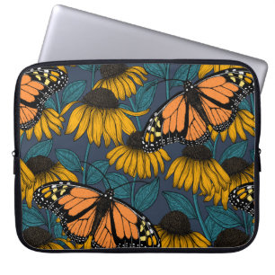 Monarch butterfly on yellow coneflowers laptop sleeve