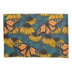 Monarch butterfly on yellow coneflowers pillowcase