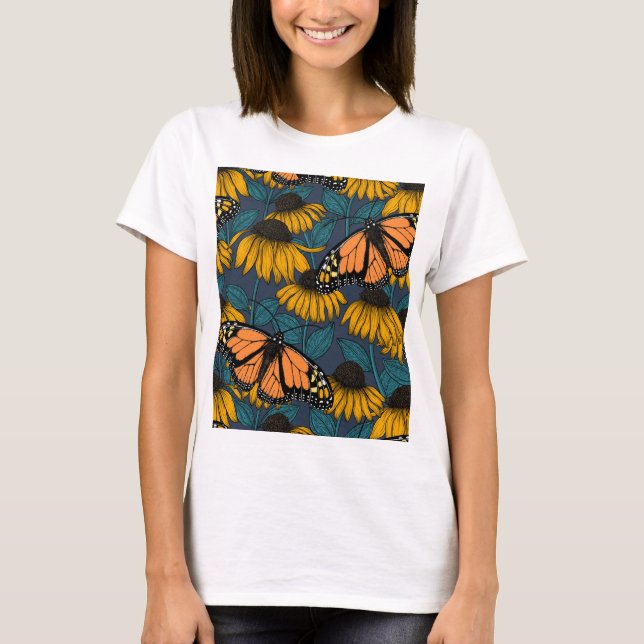 Monarch butterfly on yellow coneflowers  T-Shirt (Front)