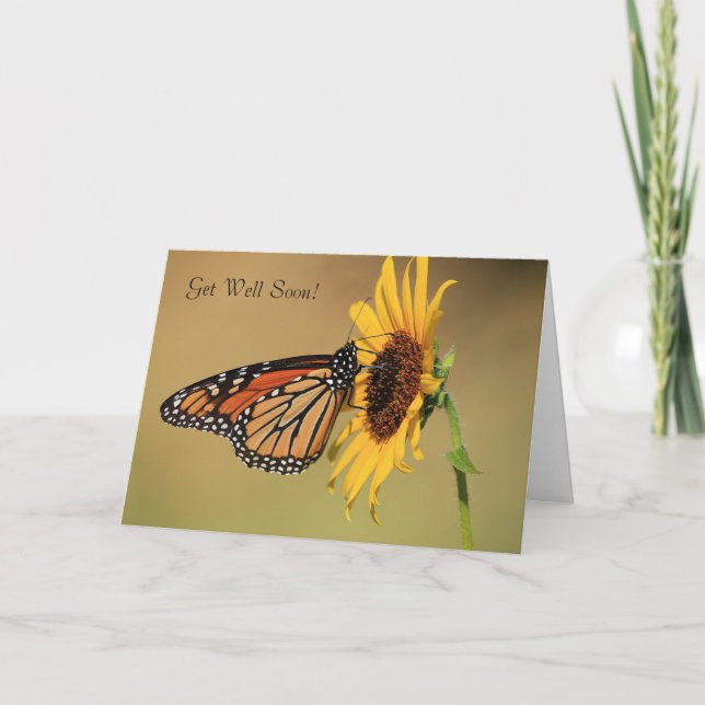 Monarch Butterfly on Yellow Sunflower Card (Front)