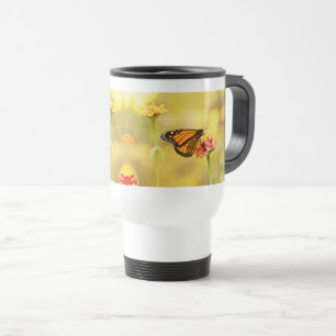 Monarch Butterfly on Zinnia Travel Mug