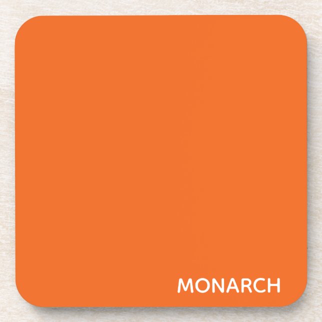 Monarch butterfly orange color name coaster (Front)