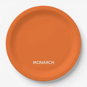 Monarch butterfly orange color name paper plate