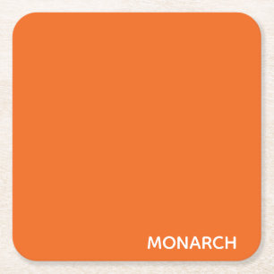 Monarch butterfly orange color name square paper coaster