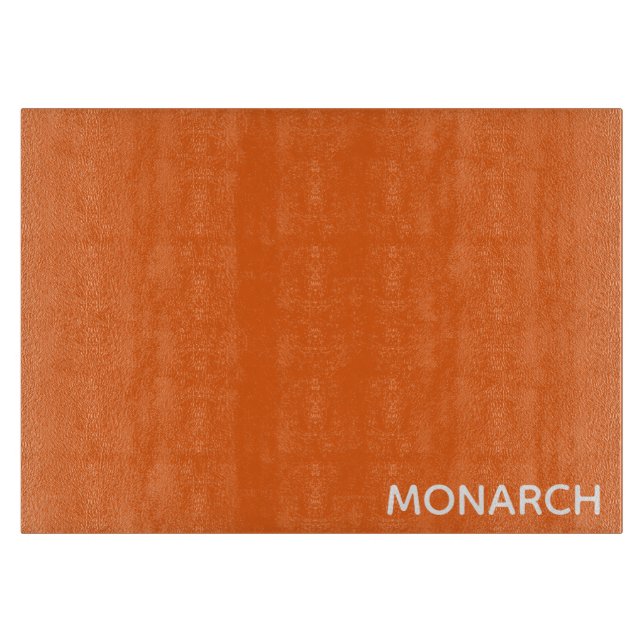 Monarch butterfly orange colour name cutting board (Front)