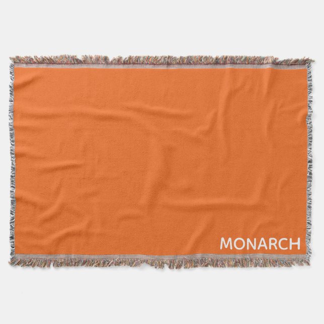 Monarch butterfly orange colour name throw blanket (Front)