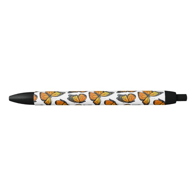 Monarch Butterfly Pattern Black Ink Pen (Front)