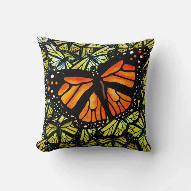 MONARCH BUTTERFLY PATTERN by Slipperywindow Cushion (Front)