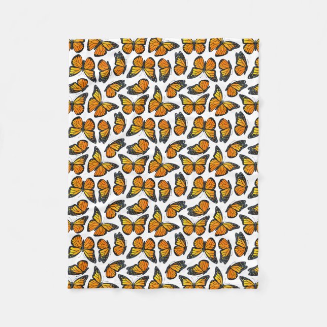 Monarch Butterfly Pattern Fleece Blanket (Front)