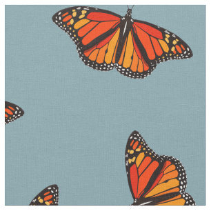 Monarch butterfly pattern retro blue or ANY colour Fabric