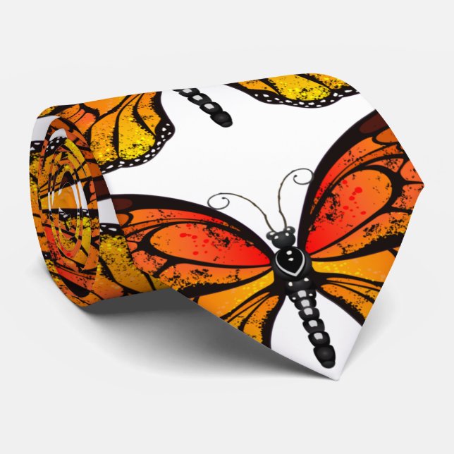 Monarch Butterfly pattern Tie (Rolled)