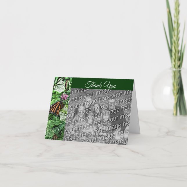 Monarch Butterfly Personalised Wedding Photo Thank You Card (Front)