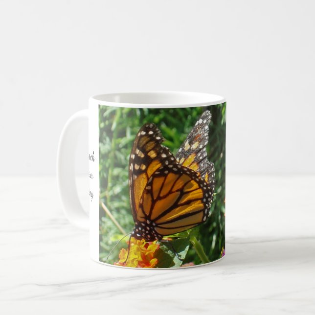 Monarch Butterfly Photo Early Morning Motivational Coffee Mug (Front Left)