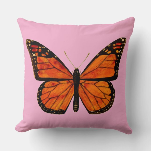 Monarch butterfly (PINK BKGRD) Cushion (Front)
