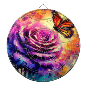 Monarch Butterfly Purple Rose Sunset Orange  Dartboard