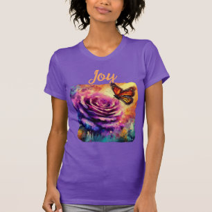 Monarch Butterfly Purple Rose Sunset Orange T-Shirt