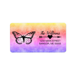 Monarch Butterfly Rainbow Address Label