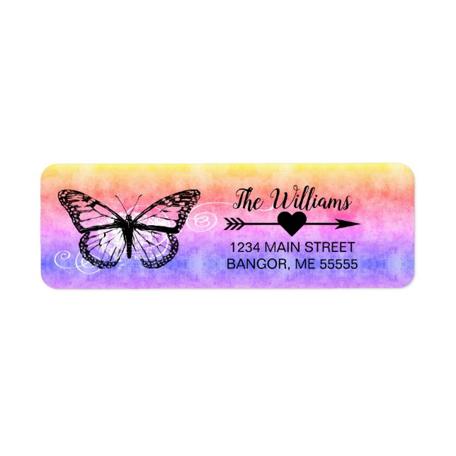 Monarch Butterfly Rainbow Return Address (Front)