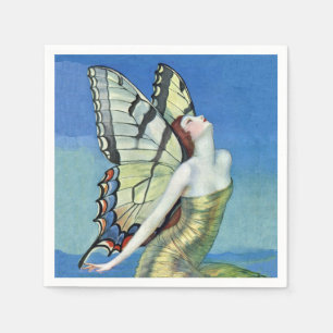 Monarch Butterfly Red Hair Vintage Fairy Napkin