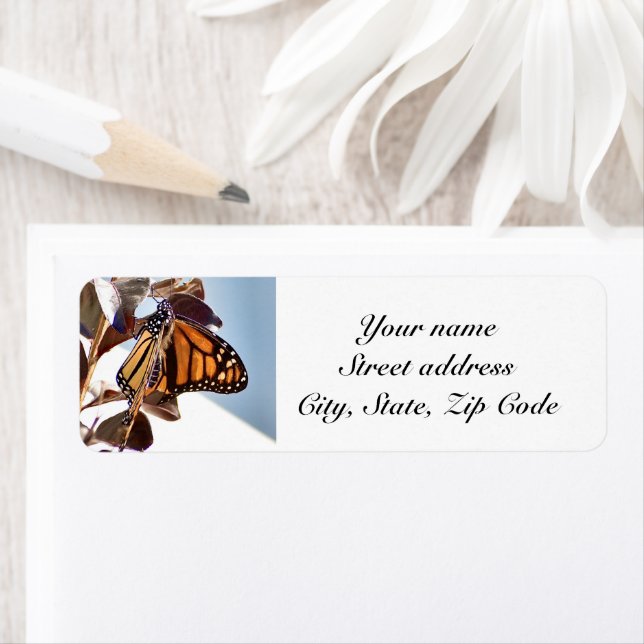 Monarch Butterfly return address label Personalize (Insitu)