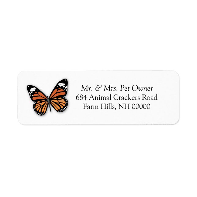 Monarch Butterfly Return Address Labels Stickers (Front)