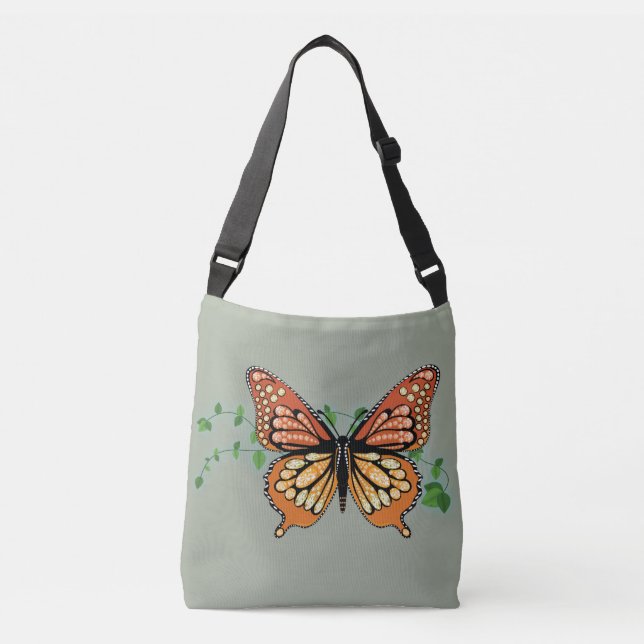 Monarch Butterfly Rhinestone Body Tote Bag (Front)