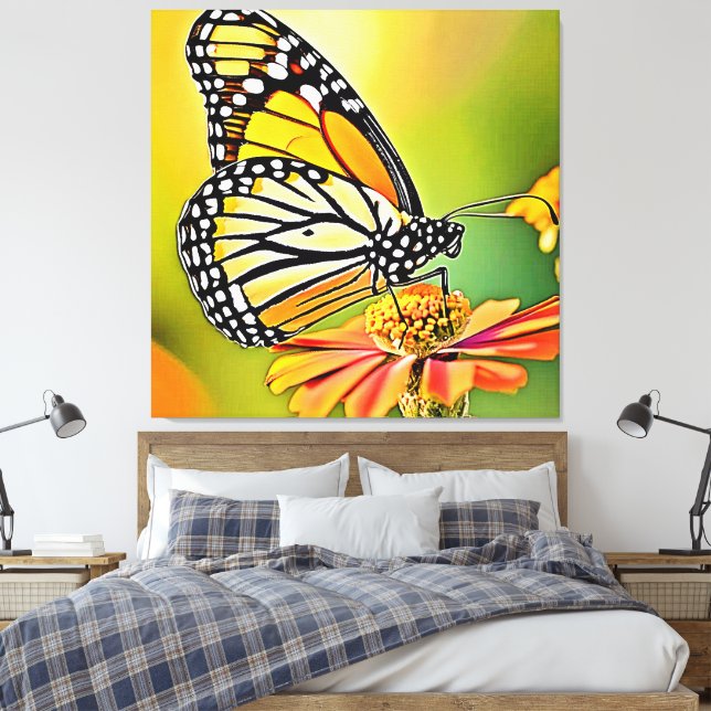 Monarch Butterfly Sip Design Canvas Print (Insitu(Bedroom))