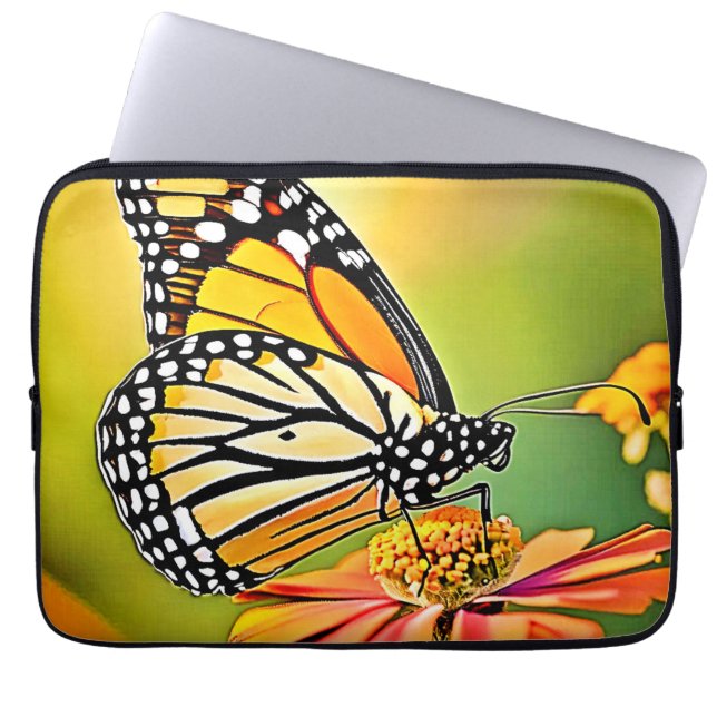 Monarch Butterfly Sip Design Laptop Sleeve (Front)