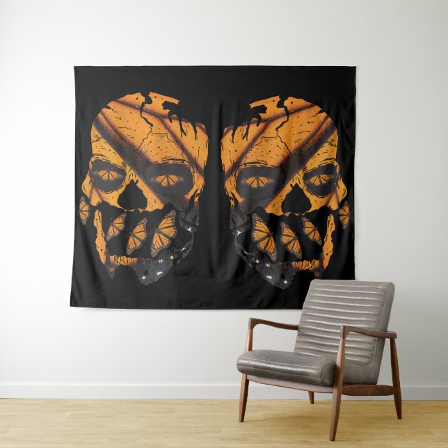 Monarch Butterfly Skulls Tapestry (In Situ (Horizontal))