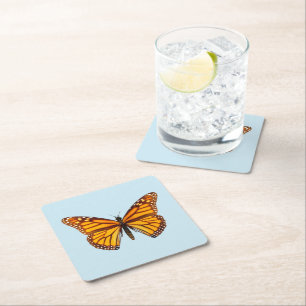 Monarch Butterfly Square Paper Coaster
