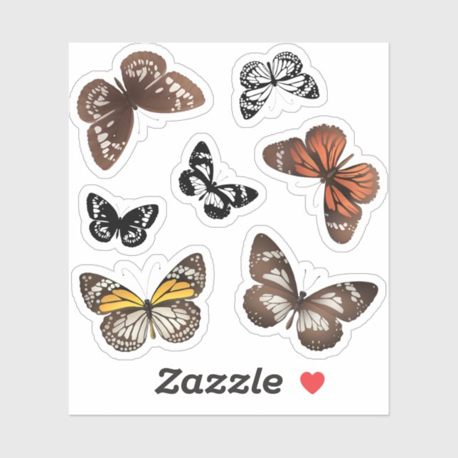 Monarch butterfly stickers set colourful butterfly (Sheet)