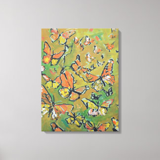 Monarch Butterfly Swarm Expressionist Canvas Print
