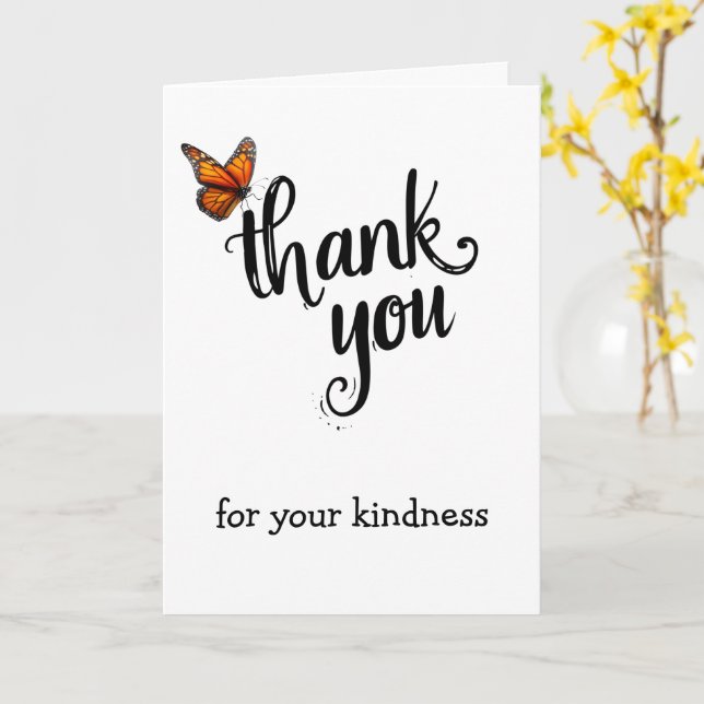 Monarch Butterfly Thank You Card (Yellow Flower)