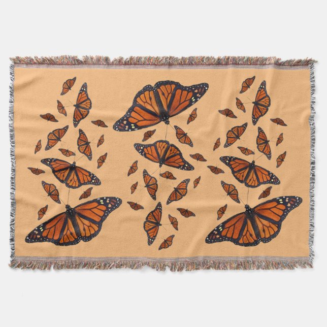 Monarch Butterfly Throw Blanket (Orange) (Front)
