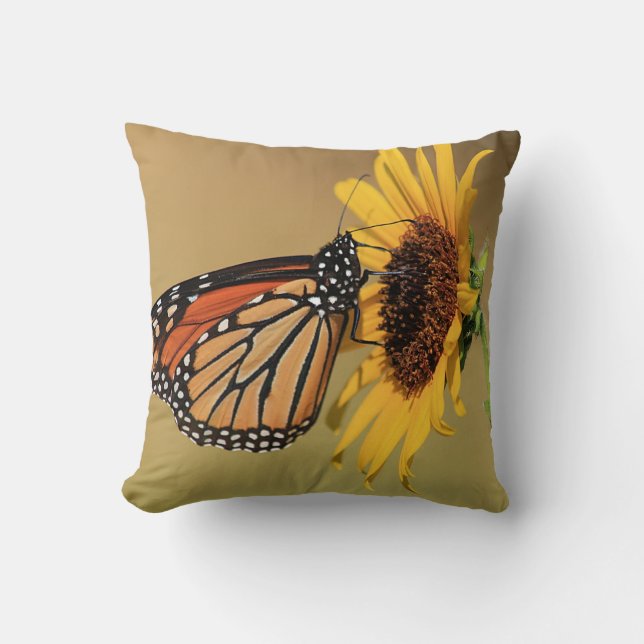 Monarch Butterfly Throw Pillow (Front)