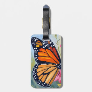 Monarch Butterfly Watercolor Floral Garden Luggage Tag