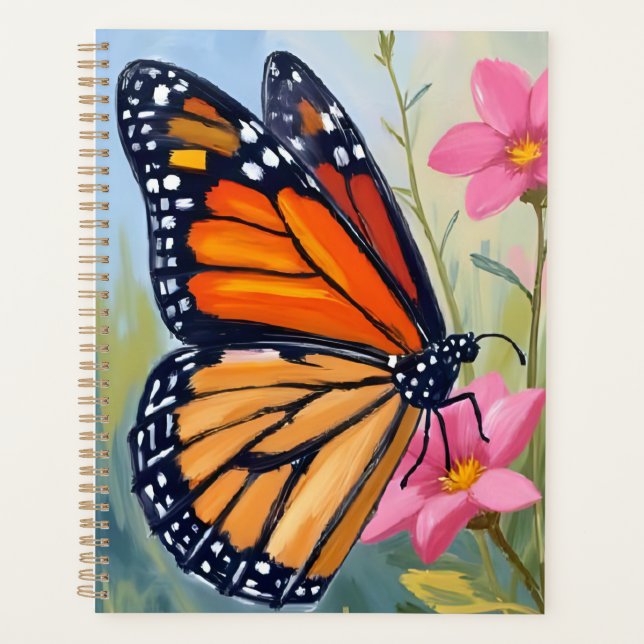 Monarch Butterfly Watercolor Floral Garden Planner (Front)