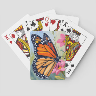 Monarch Butterfly Watercolor Floral Garden Playing Cards