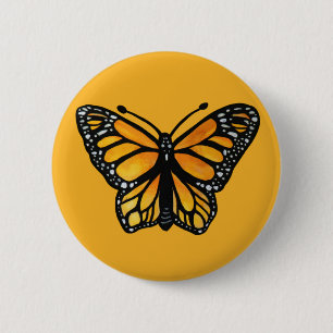 Monarch Butterfly Watercolor Painting Butterflies  6 Cm Round Badge