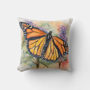 Monarch Butterfly Watercolor Print Cushion