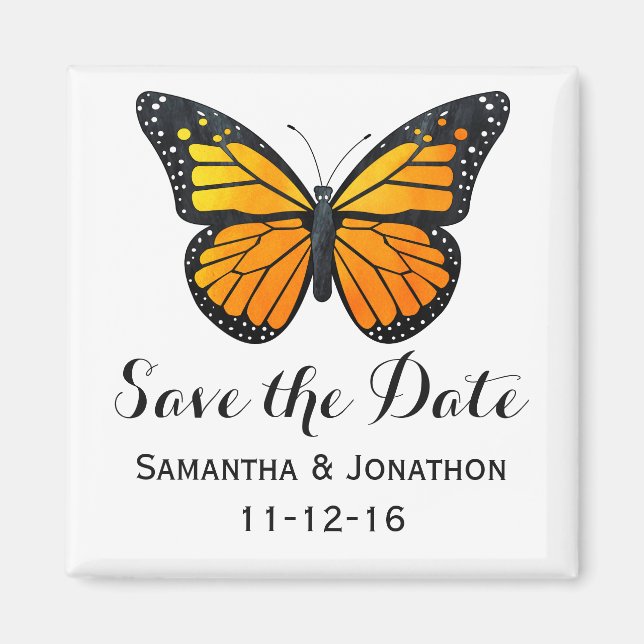 Monarch Butterfly Wedding Save the Date Magnet (Front)