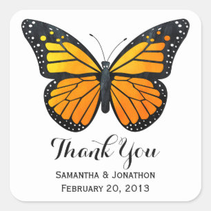 Monarch Butterfly Wedding Thank You Square Sticker