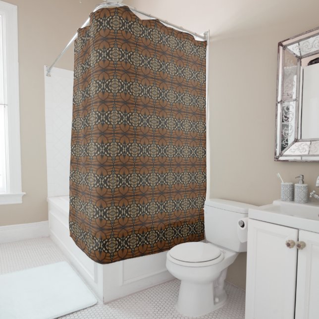 Monarch Butterfly Wing Close Up Repeat Pattern  Shower Curtain (In Situ)