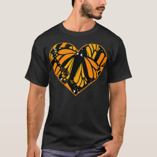Monarch Butterfly Wing Heart Pattern Cool Nature  T-Shirt