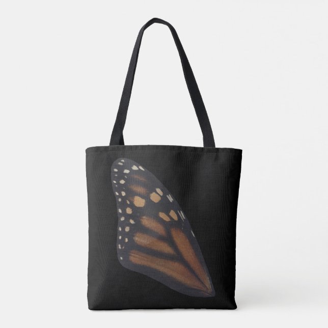 Monarch Butterfly Wing On Black  Tote Bag (Back)